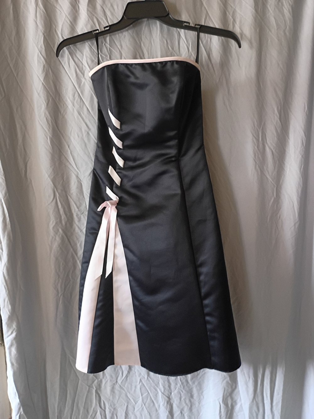 Vintage Jessica McClintock Black Gunne Sax Dress with Pink Trim 3/4